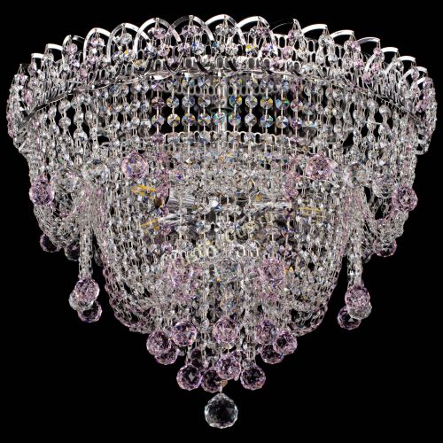 Люстра Водопад Софья розовая в Новосибирске Гусь Хрустальный