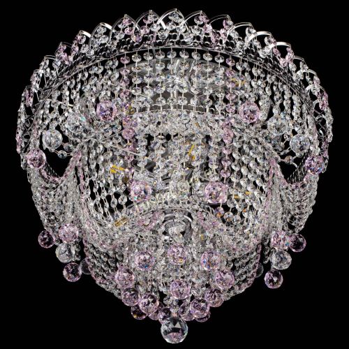 Люстра Водопад Софья розовая в Новосибирске Гусь Хрустальный