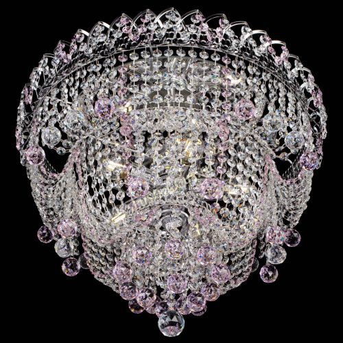 Люстра Водопад Софья розовая в Новосибирске Гусь Хрустальный