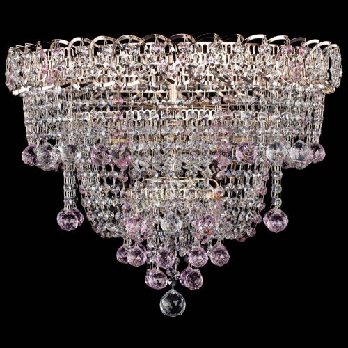 Люстра Водопад Софья розовая в Новосибирске Гусь Хрустальный