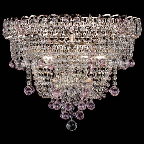 Люстра Водопад Софья розовая в Новосибирске Гусь Хрустальный