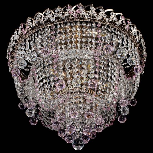 Люстра Водопад Софья розовая в Новосибирске Гусь Хрустальный