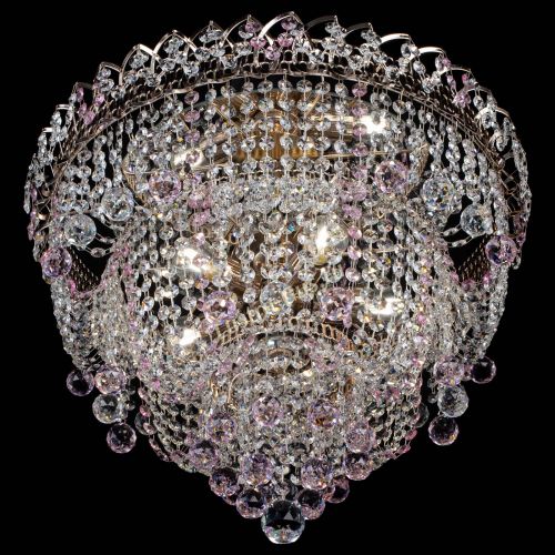 Люстра Водопад Софья розовая в Новосибирске Гусь Хрустальный