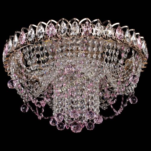 Люстра Водоворот Ольга шар розовая в Новосибирске Гусь Хрустальный