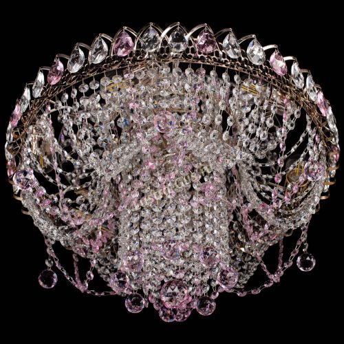 Люстра Водоворот Ольга шар розовая в Новосибирске Гусь Хрустальный