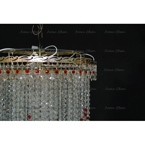 Люстра Вьюга длинная красная в Новосибирске Гусь Хрустальный