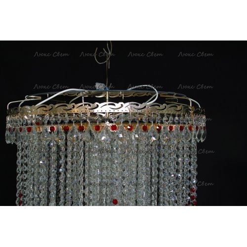 Люстра Вьюга длинная красная в Новосибирске Гусь Хрустальный