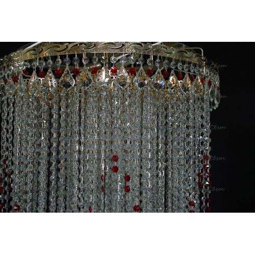 Люстра Вьюга длинная красная в Новосибирске Гусь Хрустальный