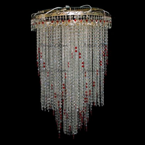 Люстра Вьюга длинная красная в Новосибирске Гусь Хрустальный