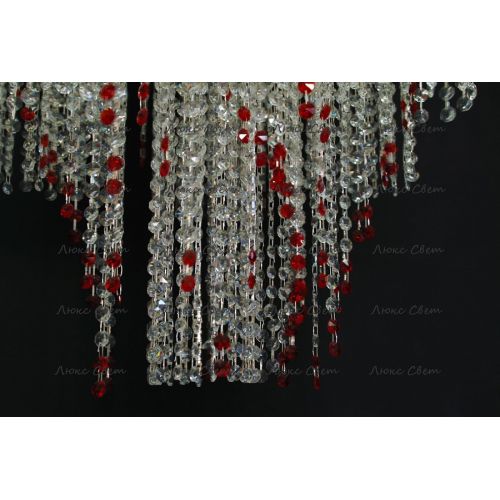 Люстра Вьюга длинная красная в Новосибирске Гусь Хрустальный